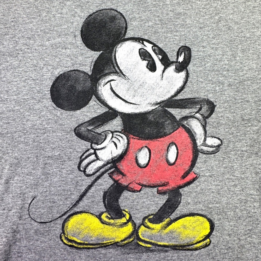 Disney‎ Mickey Mouse Unisex Shirt Size Large Vintage Cartoon Mickey T-Shirt Gray